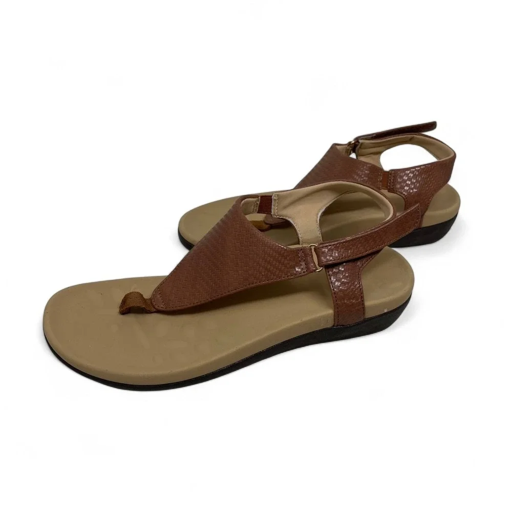 Coastal Woven Faux Leather Slingback Sandals Women's 7.5/8 Minimalist Boho Brown